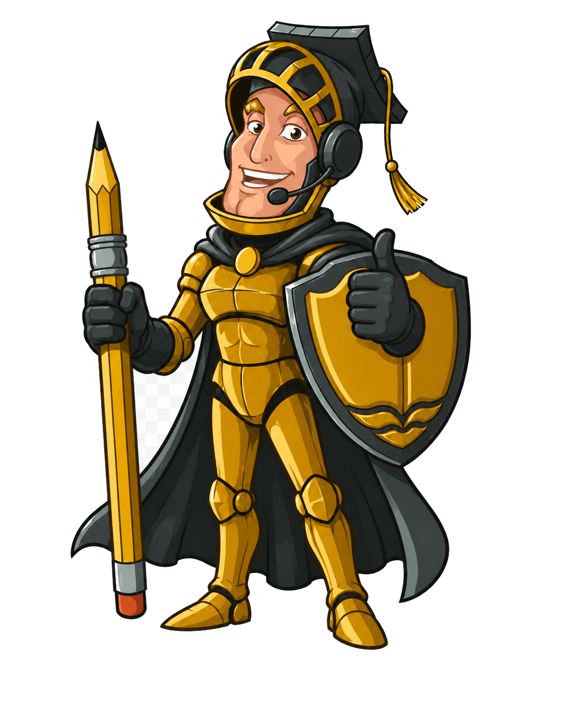 StudyKnight mascot with support headset